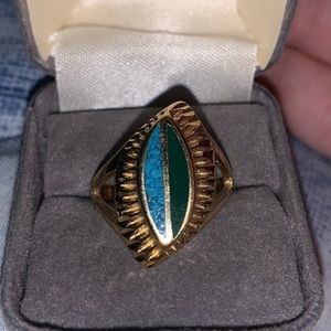 inlaid turquoise abstract ring (real turq. size 8)